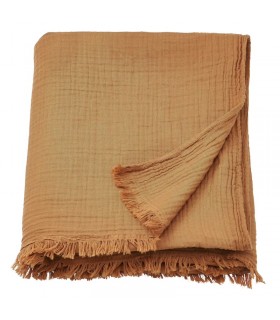 پتو و رو انداز ایکیا مدل VALLKRASSING رنگ قهوه ایی طلایی