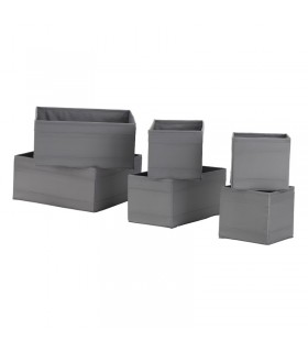 ست ۶ تایی جعبه ذخیره سازی ایکیا مدل SKUBB خاکستری تیره
