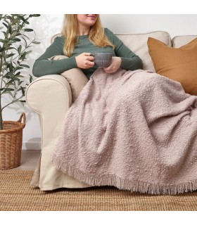 پتو و روانداز ایکیا مدل SANDBRODD رنگ صورتی روشن