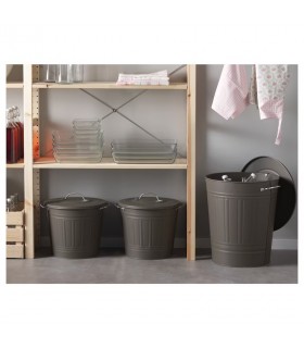 سطل فلزی خاکستری ایکیا 16 لیتری KNODD