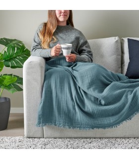 پتو و رو انداز ایکیا مدل VALLKRASSING آبی