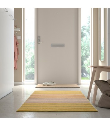 قالیچه ایکیا مدل KORSNING سایز 80x150 سانتی متر زرد صورتی