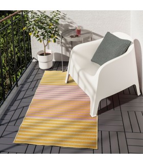 قالیچه ایکیا مدل KORSNING سایز 80x150 سانتی متر زرد صورتی