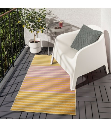 قالیچه ایکیا مدل KORSNING سایز 80x150 سانتی متر زرد صورتی