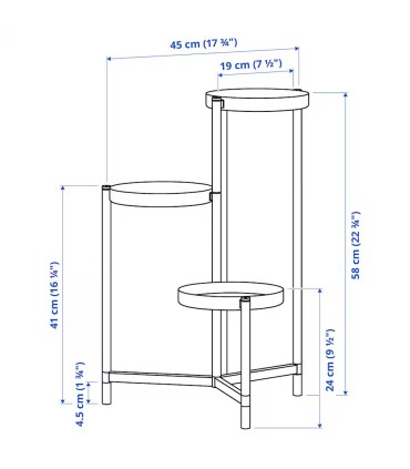 استند گلدان ۳ تایی ایکیا مدل OLIVBLAD خاکستری روشن
