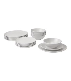 سرویس ۱۸ پارچه سرامیکی ایکیا مدل FÄRGKLAR خاکستری روشن