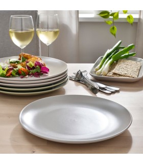 سرویس ۱۸ پارچه سرامیکی ایکیا مدل FÄRGKLAR خاکستری روشن