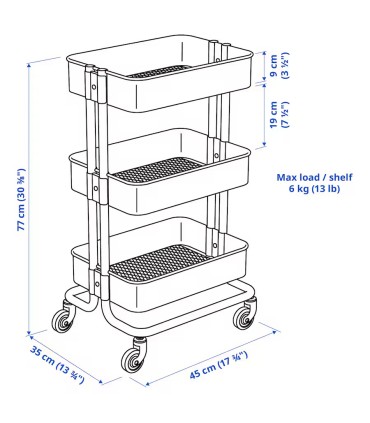 ترولی ایکیا مدل RASKOG رنگ آبی