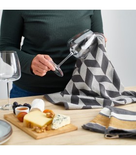 ست ۲ تایی دستمال آشپزخانه ایکیا مدل SANDVIVA خاکستری زرد