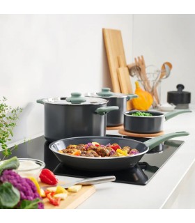 ست 6 تکه قابلمه ایکیا مدل HEMLAGAD رنگ سبز خاکستری