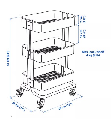 ترولی ایکیا مدل RASKOG رنگ سفید سایز کوچک
