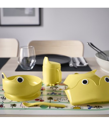 ست ۴ تیکه غذا خوری نوزاد ایکیا مدل MATA رنگ زرد